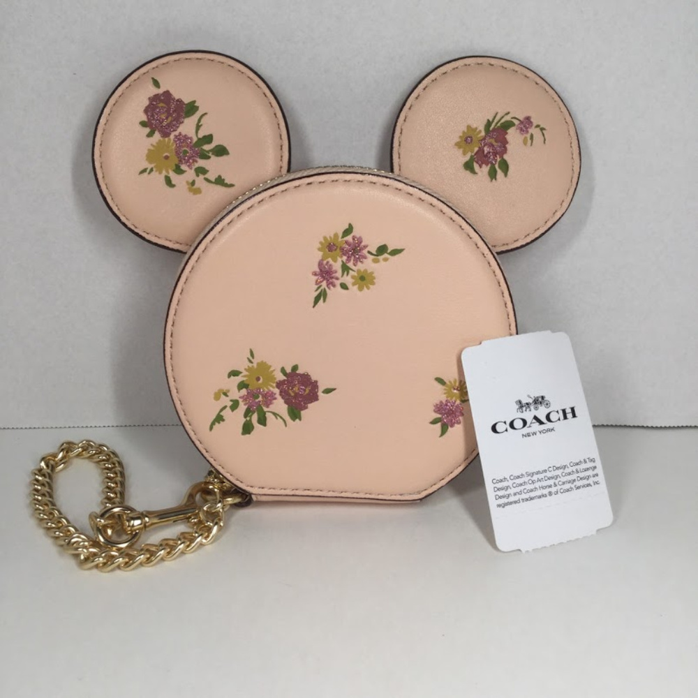 Coach Minnie Ears Black Floral Print/Pink CC